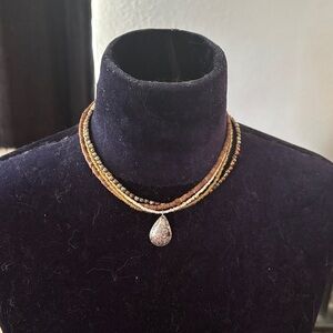 Aero Multi-Strand Necklace with Silver Teardrop Pendant